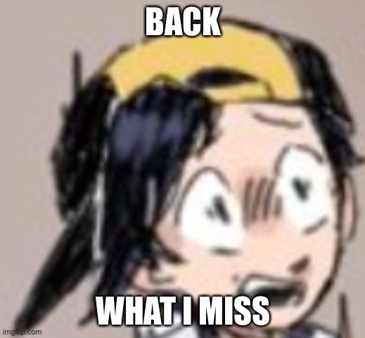 Scared Gold | BACK; WHAT I MISS | image tagged in scared gold | made w/ Imgflip meme maker