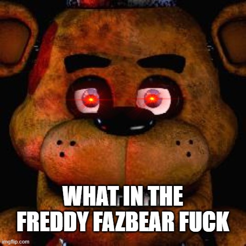 Five Nights At Freddys | WHAT IN THE FREDDY FAZBEAR FUCK | image tagged in five nights at freddys | made w/ Imgflip meme maker