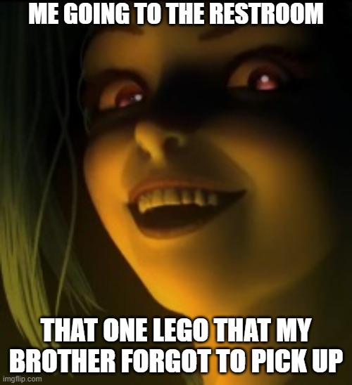 Jinx | ME GOING TO THE RESTROOM; THAT ONE LEGO THAT MY BROTHER FORGOT TO PICK UP | image tagged in jinx | made w/ Imgflip meme maker