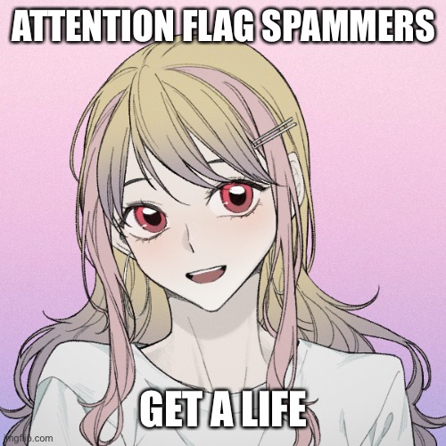 peachytroopa’s new picrew | ATTENTION FLAG SPAMMERS; GET A LIFE | image tagged in peachytroopa s new picrew | made w/ Imgflip meme maker