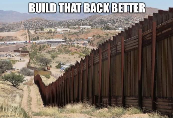 Build that back better | image tagged in build the wall,build it back better,border wall,illegal immigration | made w/ Imgflip meme maker