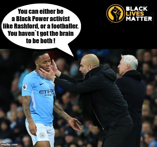 BLM Manchester City FC | image tagged in black guy confused | made w/ Imgflip meme maker