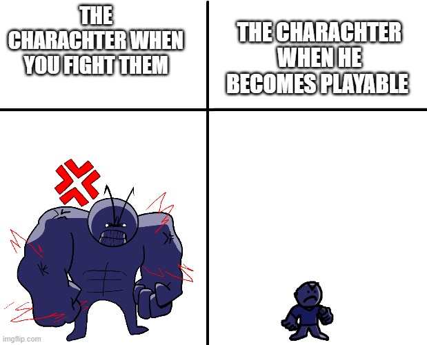 and they do 10x less damage :cry: | THE CHARACHTER WHEN HE BECOMES PLAYABLE; THE CHARACHTER WHEN YOU FIGHT THEM | image tagged in cross graph | made w/ Imgflip meme maker