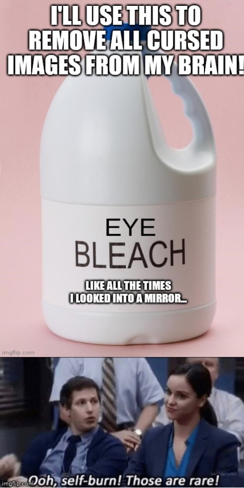 Eye made the I bleach meme myself. | image tagged in self-burn those are rare | made w/ Imgflip meme maker