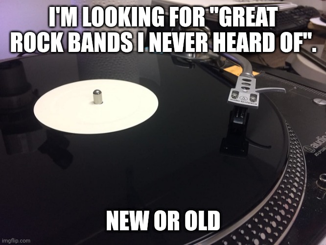 I'M LOOKING FOR "GREAT ROCK BANDS I NEVER HEARD OF". NEW OR OLD | image tagged in funny memes | made w/ Imgflip meme maker