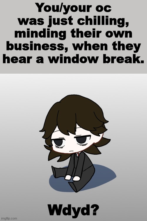 A random roleplay. | You/your oc was just chilling, minding their own business, when they hear a window break. Wdyd? | made w/ Imgflip meme maker