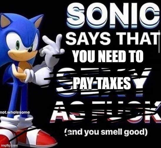 sonc | YOU NEED TO; PAY TAXES | made w/ Imgflip meme maker