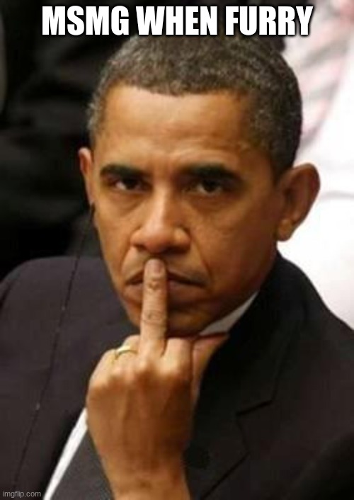 weee | MSMG WHEN FURRY | image tagged in obama middle finger | made w/ Imgflip meme maker