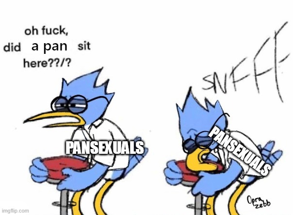 Did Blank Sit Here | a pan; PANSEXUALS; PANSEXUALS | image tagged in did blank sit here | made w/ Imgflip meme maker