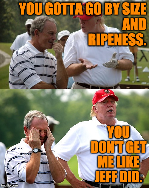 YOU GOTTA GO BY SIZE
AND
RIPENESS. YOU DON'T GET ME LIKE JEFF DID. | made w/ Imgflip meme maker