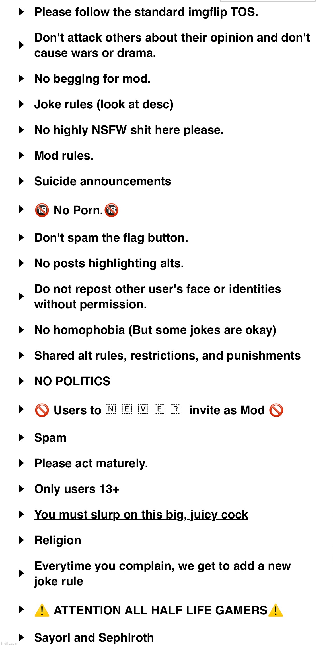 All of the MSMG rules | made w/ Imgflip meme maker