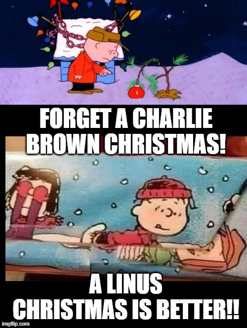 A Linus Christmas is better! | FORGET A CHARLIE BROWN CHRISTMAS! A LINUS CHRISTMAS IS BETTER!! | image tagged in charlie brown,linus | made w/ Imgflip meme maker