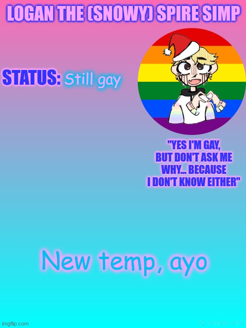 Made because bored | Still gay; New temp, ayo | image tagged in boredom | made w/ Imgflip meme maker
