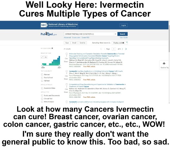 Well Looky Here: Ivermectin Cures Multiple Types of Cancer | image tagged in ivermectin,cancer,cure,race for the cure,game over,corrupt big pharma | made w/ Imgflip meme maker