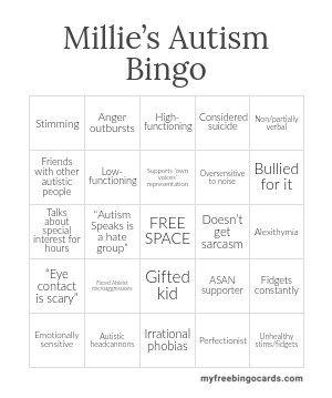 High Quality Autism Bingo Blank Meme Template