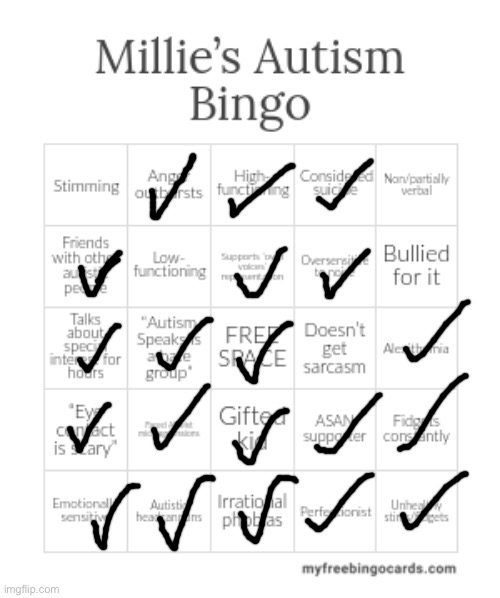 Autism Bingo | image tagged in autism bingo | made w/ Imgflip meme maker