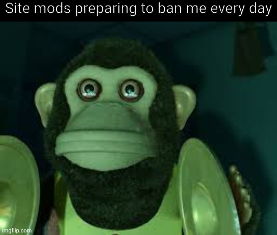 Toy Story Monkey | Site mods preparing to ban me every day | image tagged in toy story monkey | made w/ Imgflip meme maker