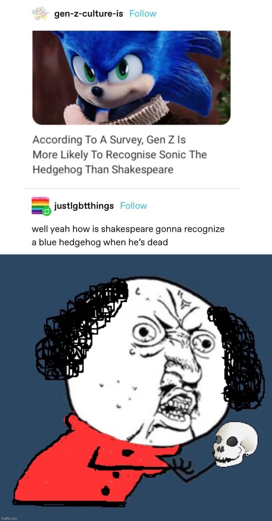 image tagged in shakespeare vs sonic,y u no shakespeare | made w/ Imgflip meme maker
