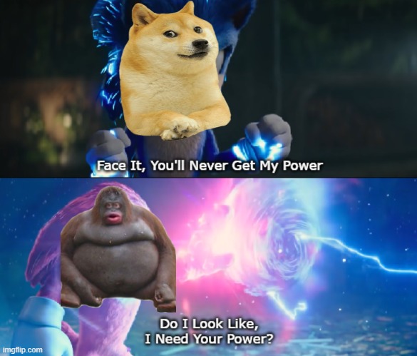 Doge vs monke | image tagged in do i look like i need your power meme | made w/ Imgflip meme maker