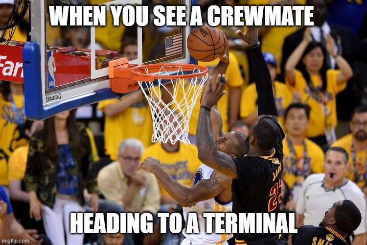 When you see a crewmate heading to a terminal | WHEN YOU SEE A CREWMATE; HEADING TO A TERMINAL | image tagged in lebron james | made w/ Imgflip meme maker