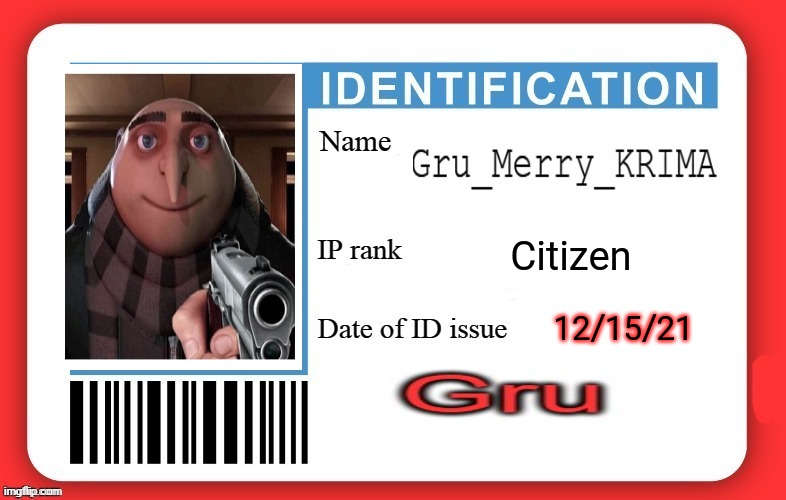 Guru's ID | Citizen; 12/15/21 | image tagged in dmv id card | made w/ Imgflip meme maker