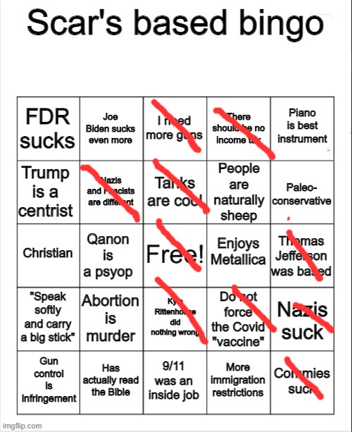 I don’t get what it means by ‘9/11 is an inside job’. Other than that, no bingo. :( | made w/ Imgflip meme maker