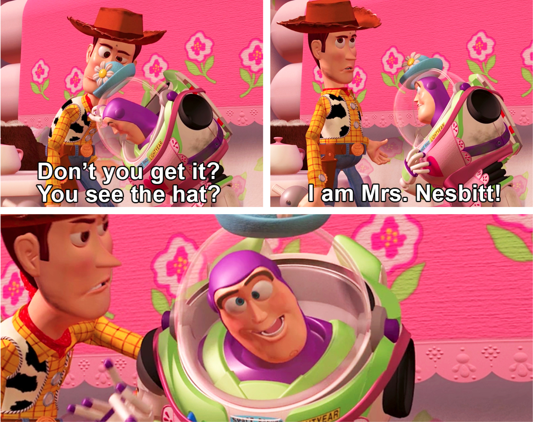 High Quality Buzz Lightyear Mrs Nesbitt Blank Meme Template