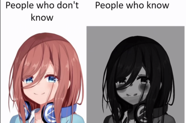 High Quality People who know, People who don't know Miku Nakano version Blank Meme Template