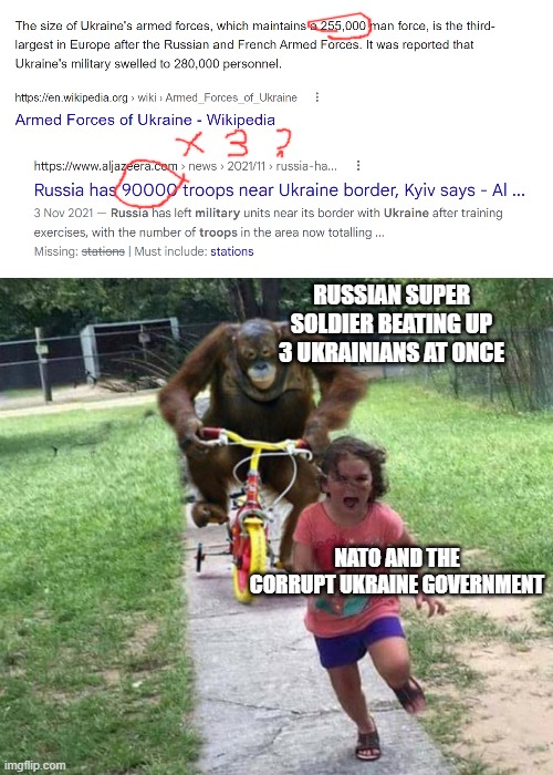 RUSSIAN SUPER SOLDIER BEATING UP 3 UKRAINIANS AT ONCE; NATO AND THE CORRUPT UKRAINE GOVERNMENT | image tagged in run | made w/ Imgflip meme maker
