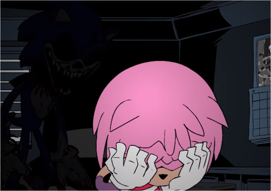 Sonic.EXE behind Amy Blank Meme Template