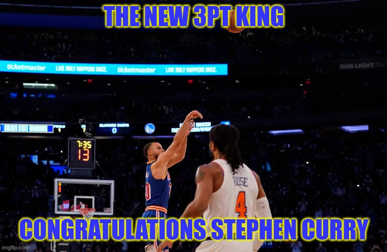 THE NEW 3PT KING | THE NEW 3PT KING; CONGRATULATIONS STEPHEN CURRY | image tagged in stephen curry | made w/ Imgflip meme maker