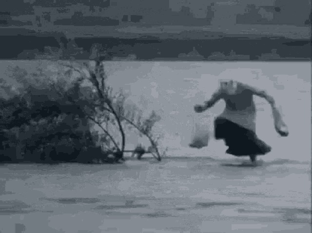 woman skipping water Blank Meme Template