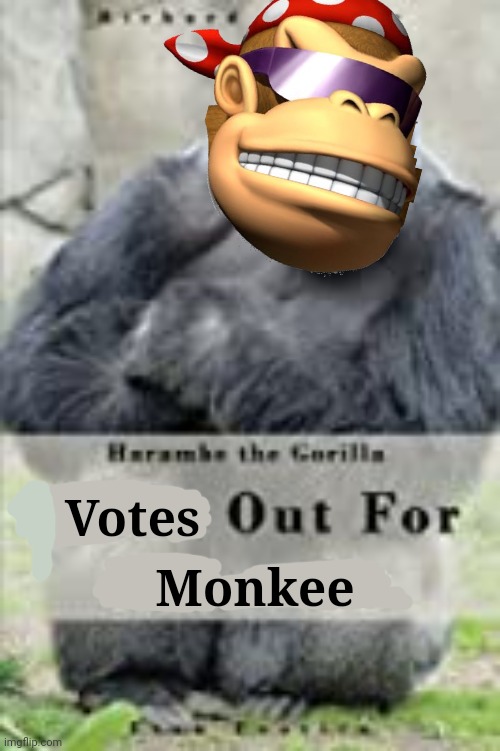 Votes out for Monkee! | Monkee; Votes | image tagged in votes out for monkee,common sense,party,surlykong69 | made w/ Imgflip meme maker