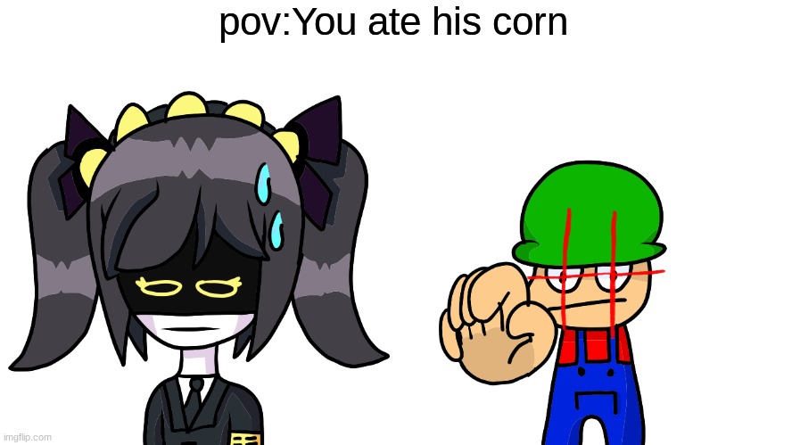 *Chuckles* Im in danger | pov:You ate his corn | image tagged in j accidentally destroyed bambi's corn | made w/ Imgflip meme maker