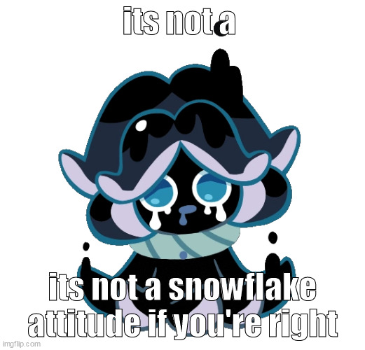 Squid Ink Cookie | its not a; its not a snowflake attitude if you're right | image tagged in squid ink cookie | made w/ Imgflip meme maker