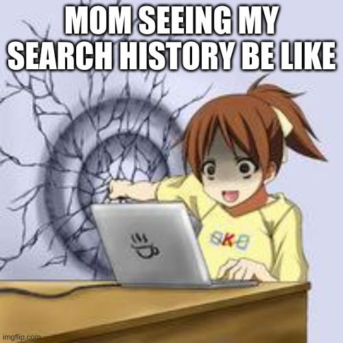 search history | MOM SEEING MY SEARCH HISTORY BE LIKE | image tagged in anime wall punch | made w/ Imgflip meme maker