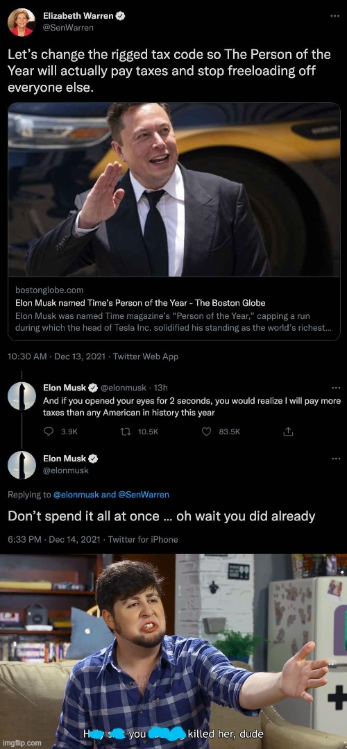 I believe that's what the kids call a Big OOF | image tagged in jontron,fauxcahontas,white lie,elon musk,pwned,oof | made w/ Imgflip meme maker