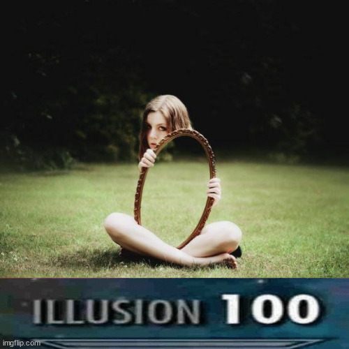 Girl in the Mirror | AB | image tagged in illusion 100,optical illusion,girl in the mirror | made w/ Imgflip meme maker