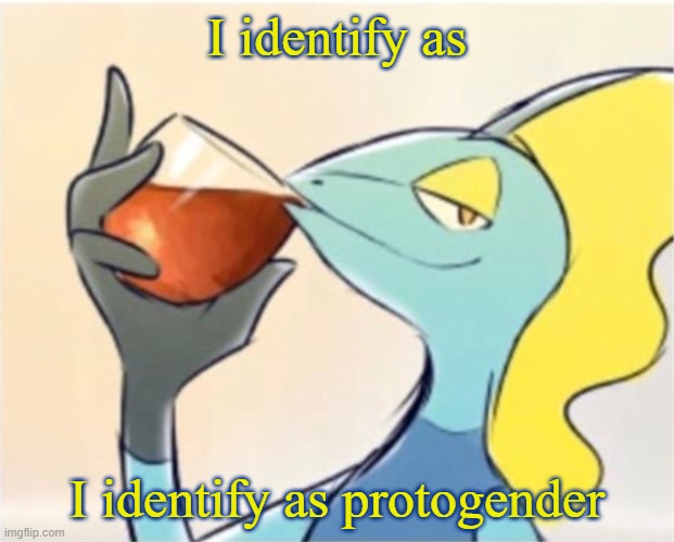 Inteleon but that’s none of my business | I identify as I identify as protogender | image tagged in inteleon but that s none of my business | made w/ Imgflip meme maker