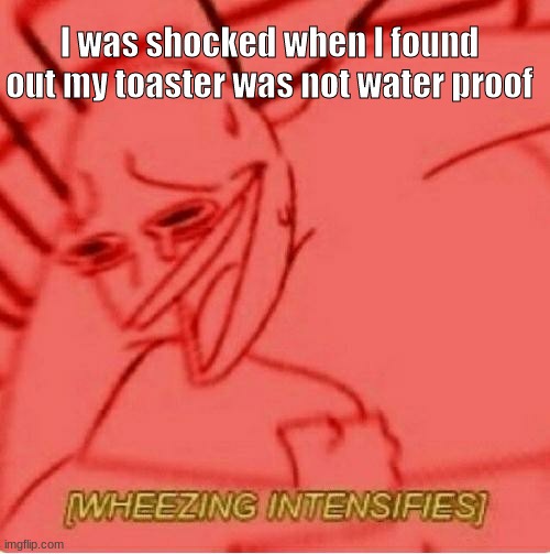 Dies | I was shocked when I found out my toaster was not waterproof | image tagged in wheeze | made w/ Imgflip meme maker
