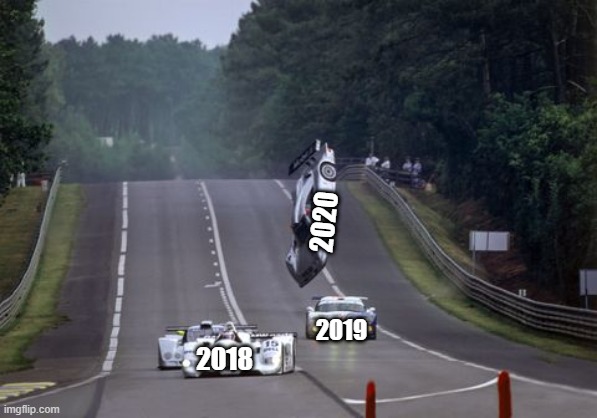 Because race car | 2020; 2019; 2018 | image tagged in cars,2020 | made w/ Imgflip meme maker