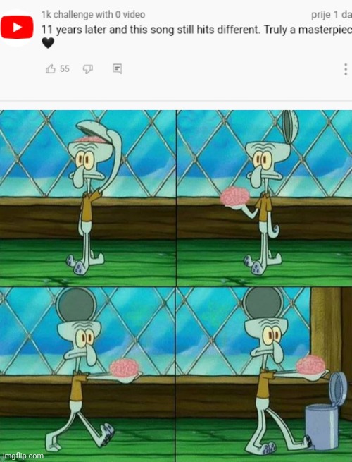 image tagged in squidward brain trashcan | made w/ Imgflip meme maker