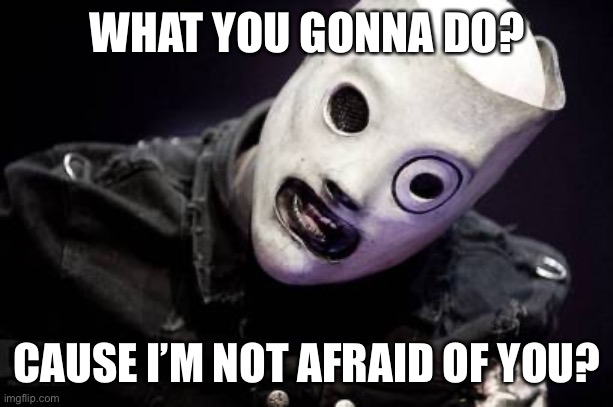 Corey Taylor | WHAT YOU GONNA DO? CAUSE I’M NOT AFRAID OF YOU? | image tagged in corey taylor | made w/ Imgflip meme maker