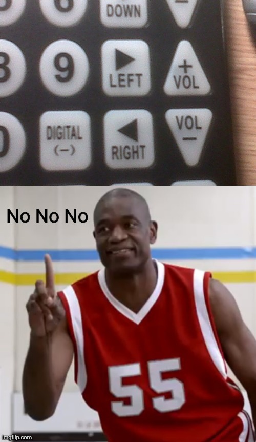 Remote control | No No No | image tagged in dikembe mutombo - no no no,you had one job,remote control,memes,reposts,repost | made w/ Imgflip meme maker