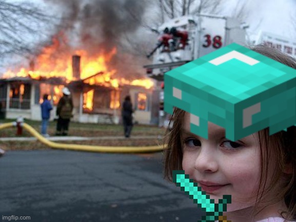 Me burning stuff in creative | image tagged in minecraft | made w/ Imgflip meme maker