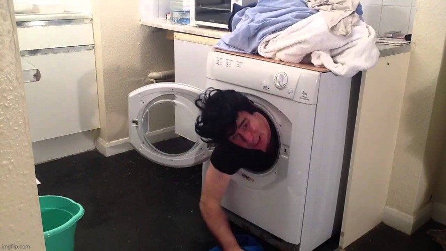 Trying to clean up my act like | image tagged in man stuck in dryer/washing machine,clean,life | made w/ Imgflip meme maker