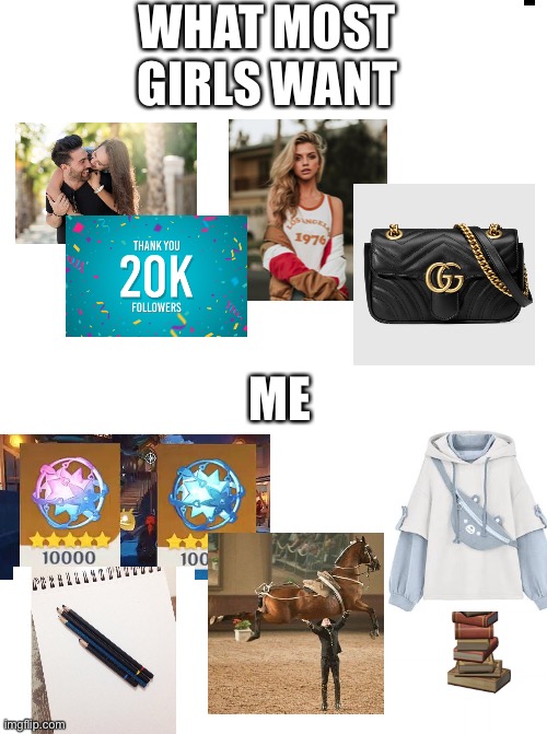 No offense intended its just a joke | WHAT MOST GIRLS WANT; ME | image tagged in expectation vs reality | made w/ Imgflip meme maker