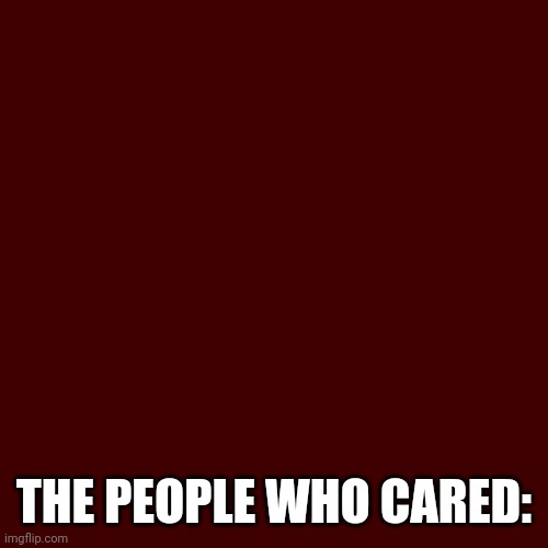 Blank Transparent Square Meme | THE PEOPLE WHO CARED: | image tagged in memes,blank transparent square | made w/ Imgflip meme maker