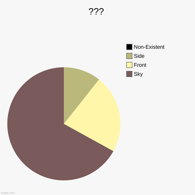 ??? | Sky, Front, Side, Non-Existent | image tagged in charts,pie charts | made w/ Imgflip chart maker
