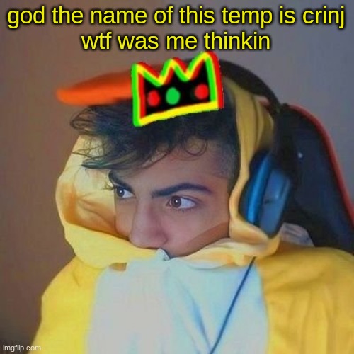 king duckie geppy :3 | god the name of this temp is crinj
wtf was me thinkin | made w/ Imgflip meme maker